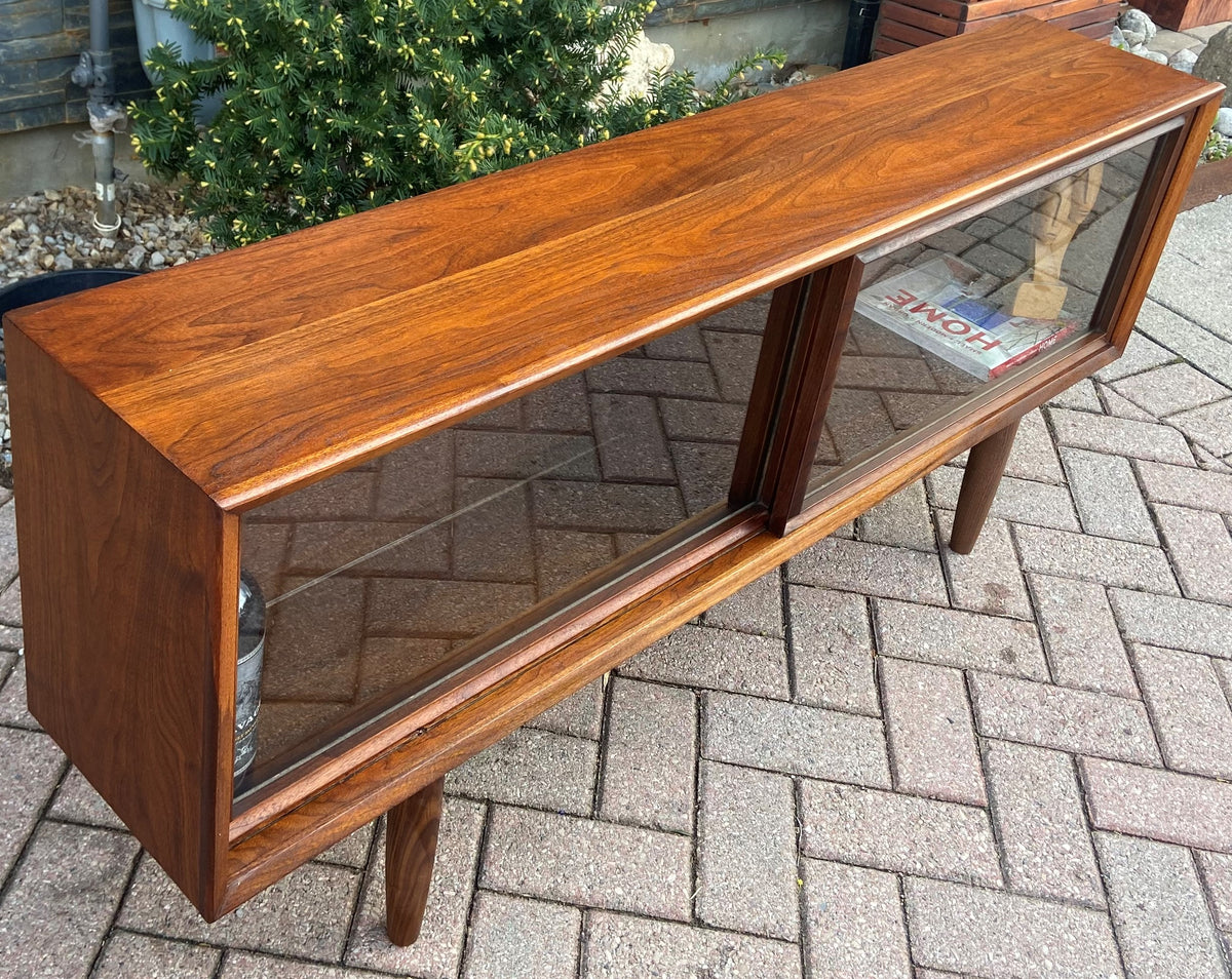REFINISHED MCM Walnut Bookcase Display Media Console 56.5