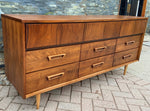 REFINISHED MCM Walnut Dresser 9 drawers, PERFECT 8