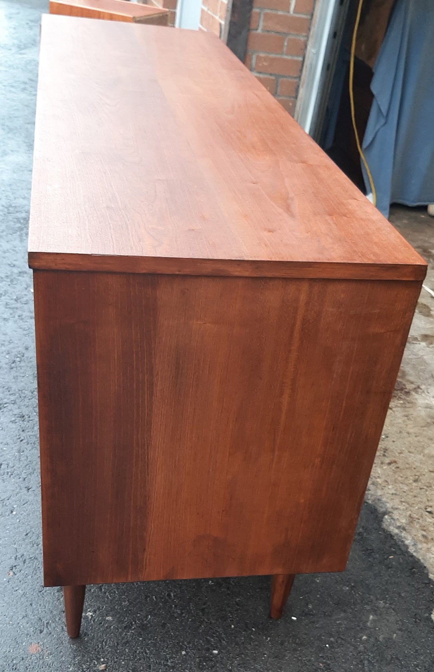 REFINISHED MCM Walnut Dresser 9 drawers by Dixie Furniture Co.