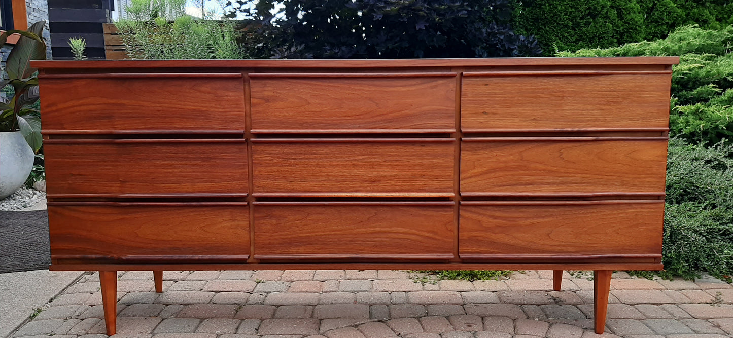 REFINISHED MCM Walnut Set of Dresser 9 Drawers and Talboy, Compact, PERFECT