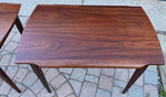 2 REFINISHED Mid Century Modern walnut end tables w drawers, Perfect 9