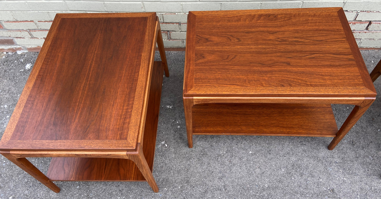 REFINISHED Mid Century Modern Walnut Accent Tables by Lane, Set of Two