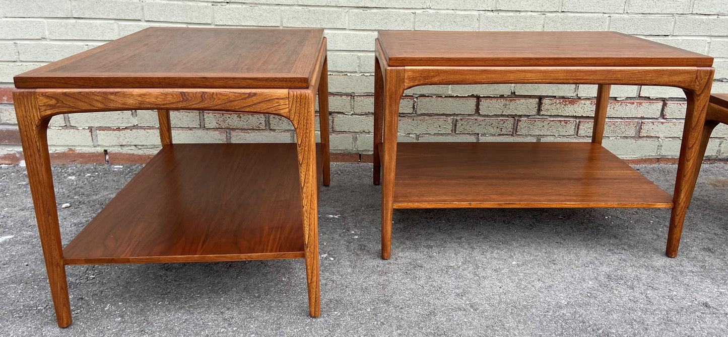 REFINISHED Mid Century Modern Walnut Accent Tables by Lane, Set of Two