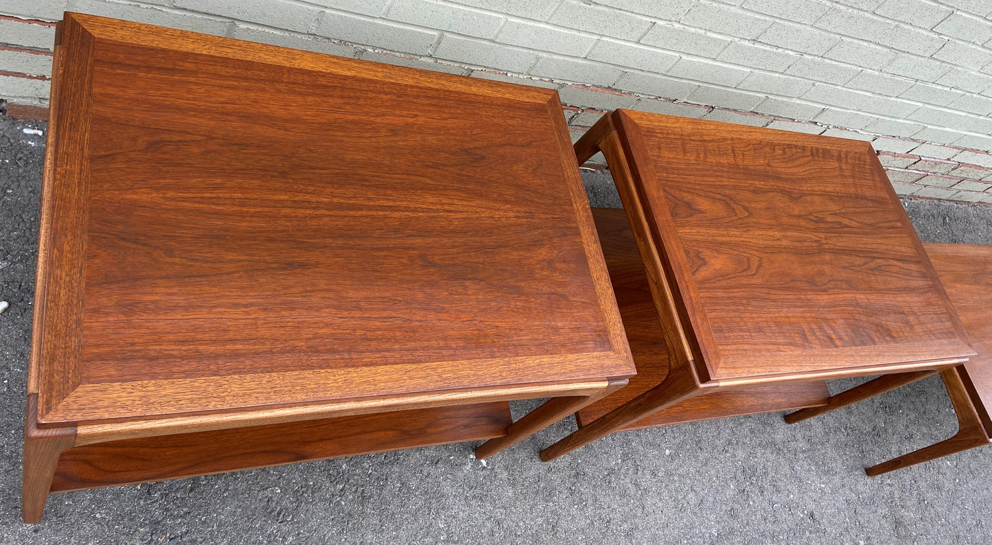 REFINISHED Mid Century Modern Walnut Accent Tables by Lane, Set of Two