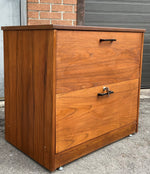 RESTORED Mid Century Modern walnut filing cabinet w finished back 31.5