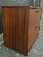 RESTORED Mid Century Modern walnut filing cabinet w finished back 31.5