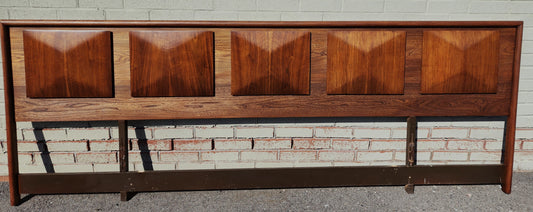 REFINISHED Mid Century Modern Walnut Headboard Diamond Front V. Kagan style