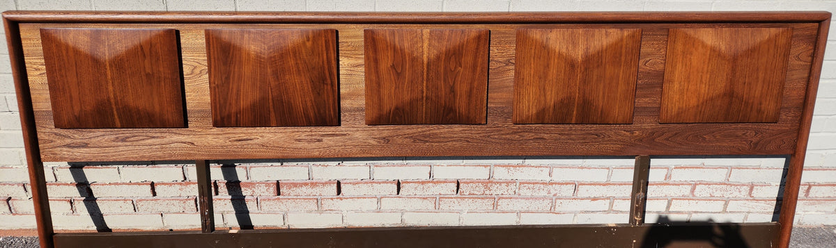 REFINISHED Mid Century Modern Walnut Headboard Diamond Front V. Kagan style