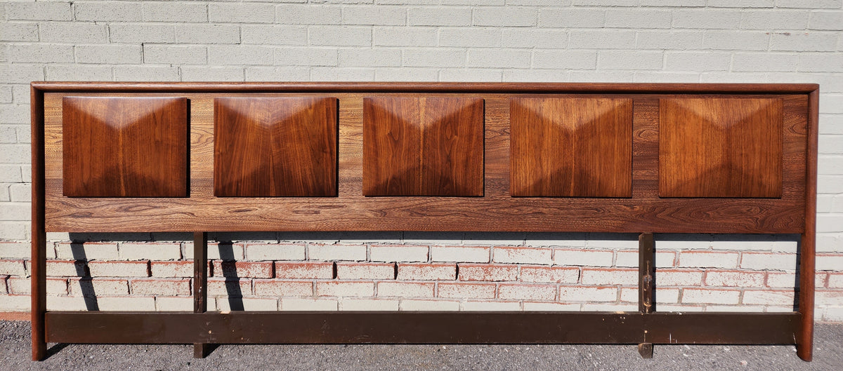 REFINISHED Mid Century Modern Walnut Headboard Diamond Front V. Kagan style