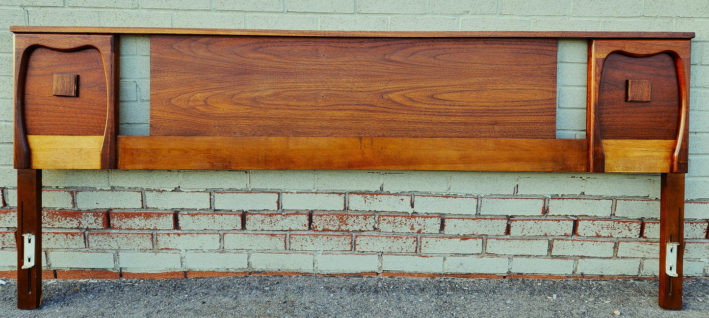 REFINISHED Mid Century Modern Walnut Headboard for a King Bed