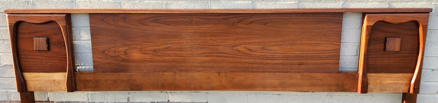 REFINISHED Mid Century Modern Walnut Headboard for a King Bed