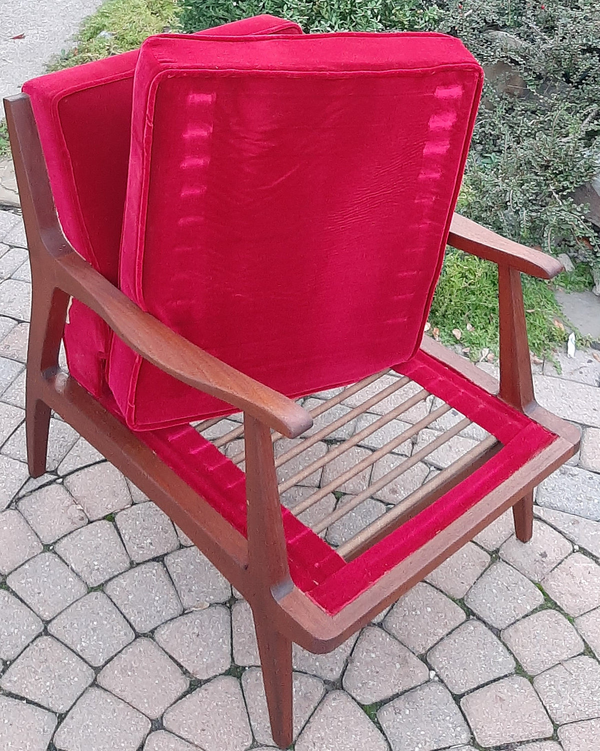 REFINISHED Mid Century Modern Walnut Lounge Chair