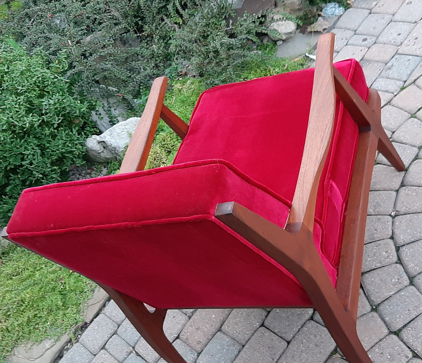 REFINISHED Mid Century Modern Walnut Lounge Chair
