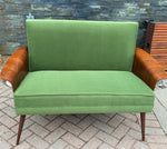 REFINISHED REUPHOLSTERED MCM Walnut Loveseat with Fan Arms by Frank and Son, Perfect 2