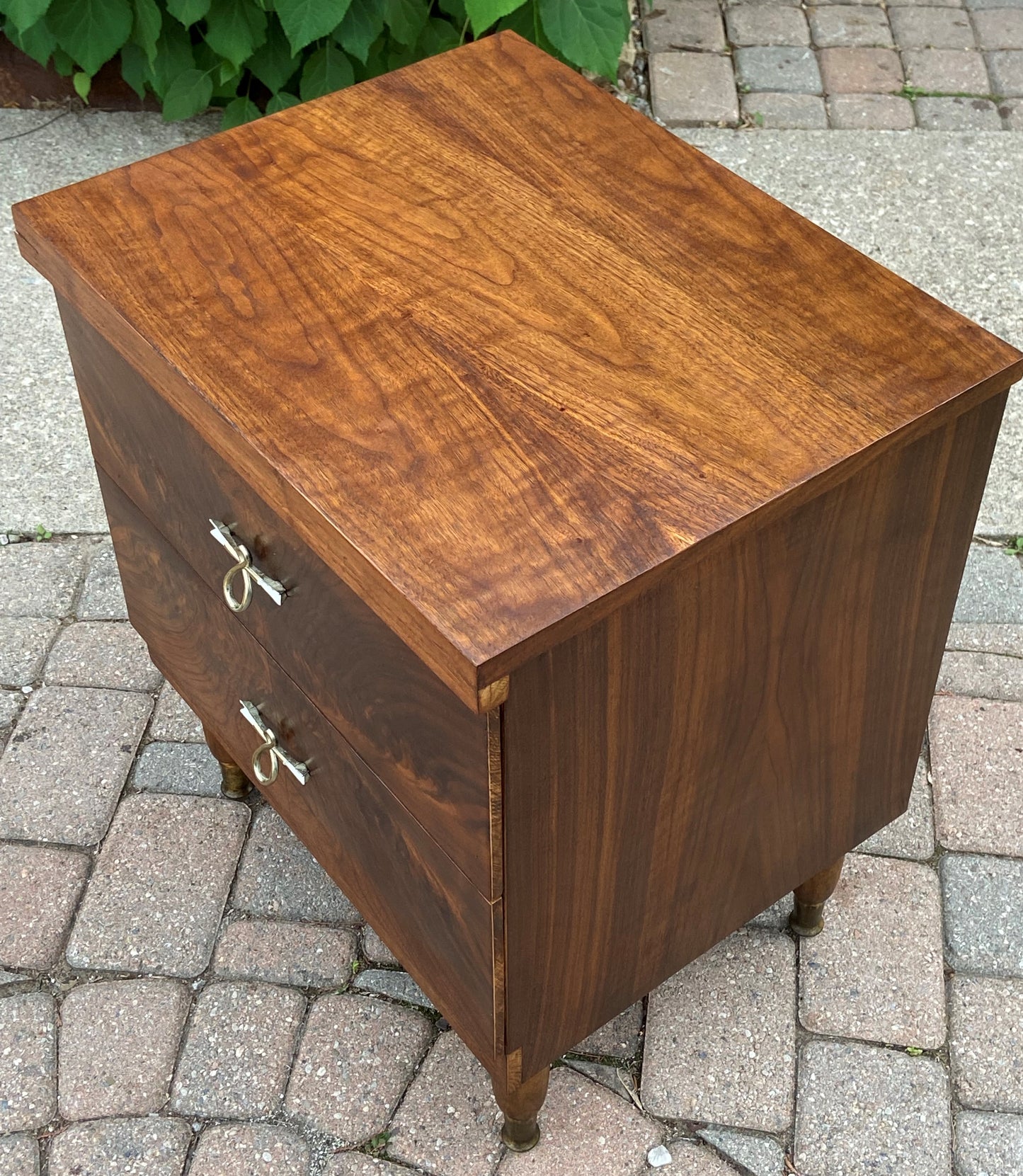 REFINISHED MCM Walnut Bedside or End Table w 2 drawers, PERFECT, only one available