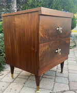 REFINISHED MCM Walnut Bedside or End Table w 2 drawers, PERFECT, only one available 9