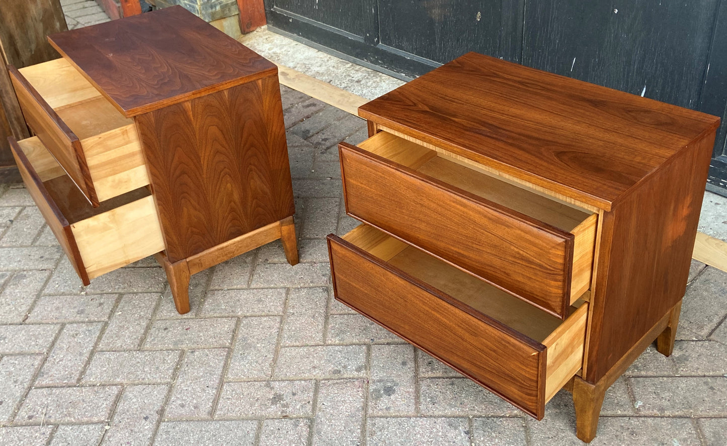 REFINISHED MCM Sculptural Walnut Dresser 6ft & 2 Nightstands, PERFECT