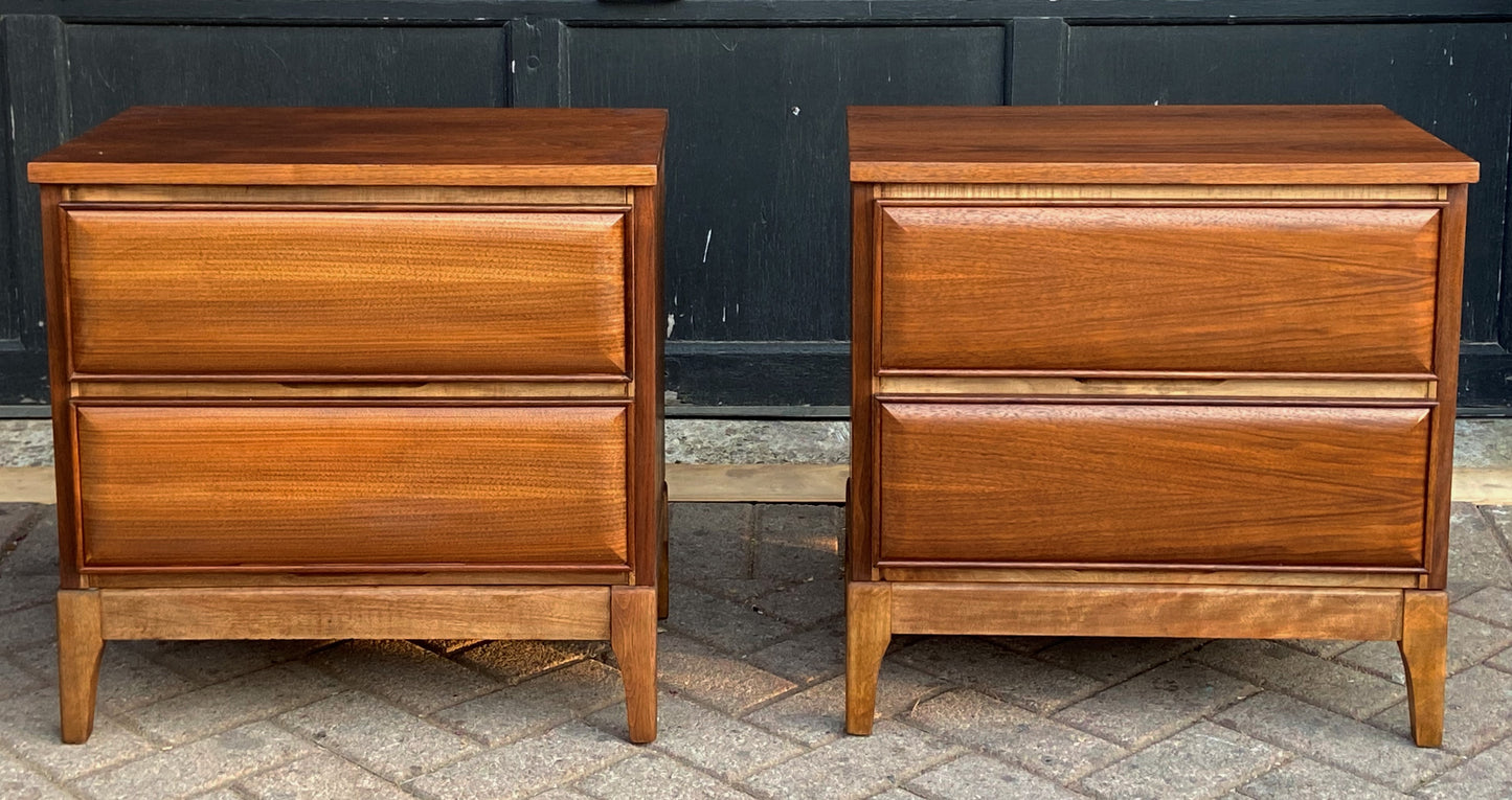 REFINISHED MCM Sculptural Walnut Dresser 6ft & 2 Nightstands, PERFECT