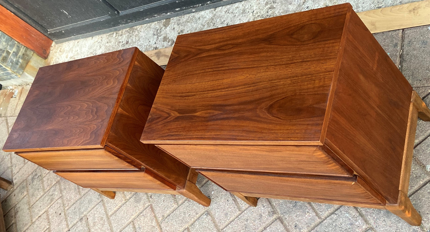 REFINISHED MCM Sculptural Walnut Dresser 6ft & 2 Nightstands, PERFECT