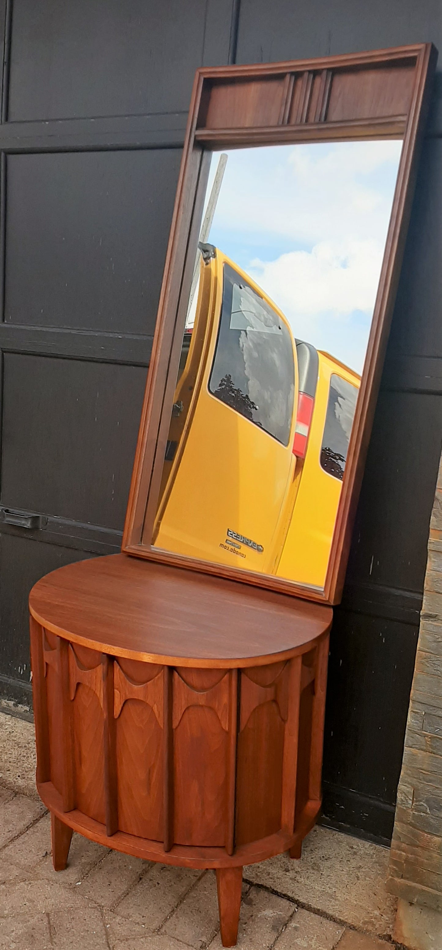 REFINISHED MCM Walnut Cabinet & Mirror, PERFECT