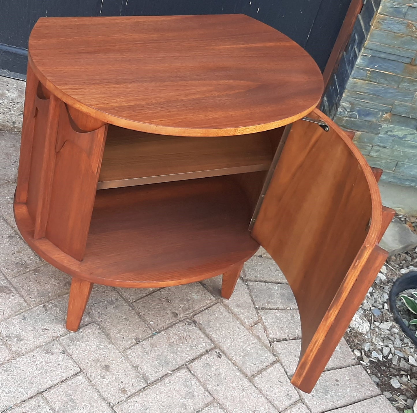 REFINISHED MCM Walnut Cabinet & Mirror, PERFECT