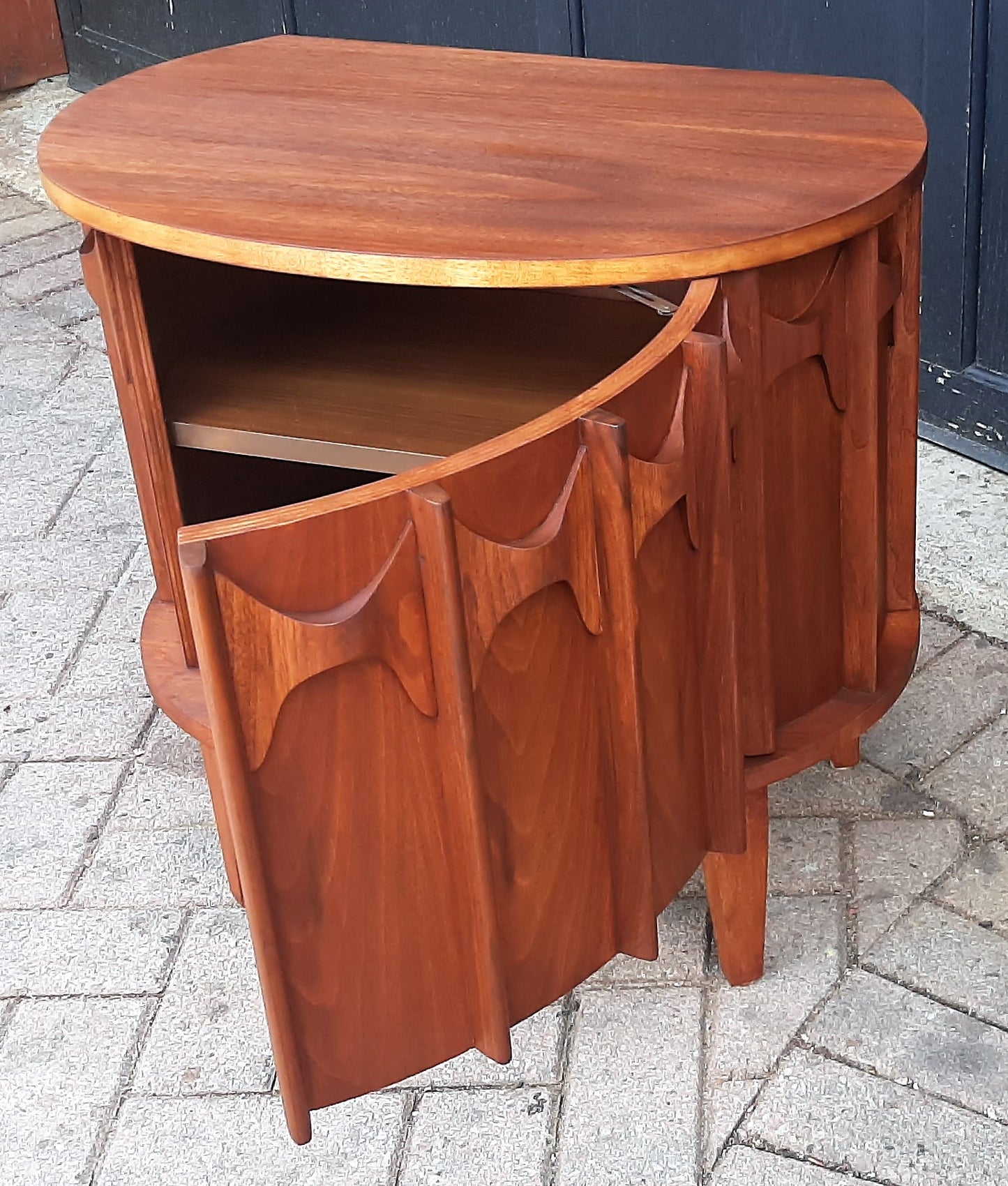 REFINISHED MCM Walnut Cabinet & Mirror, PERFECT