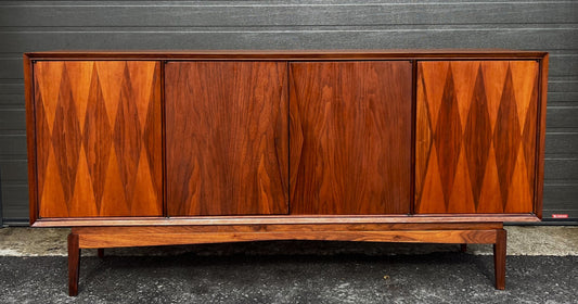 REFINISHED Mid Century Modern Walnut Sideboard Buffet, 72"