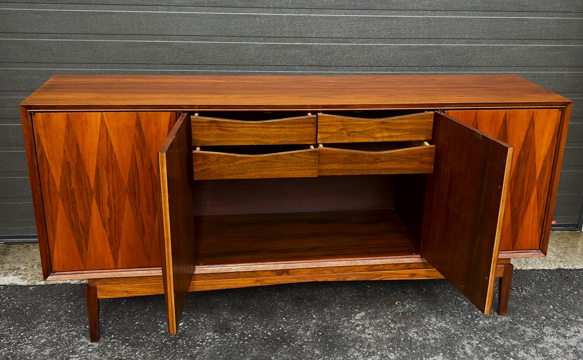 REFINISHED Mid Century Modern Walnut Sideboard Buffet, 72