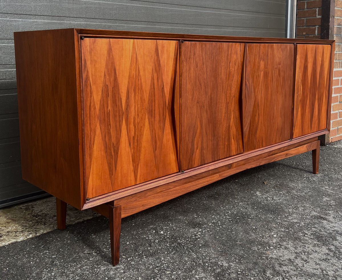 REFINISHED Mid Century Modern Walnut Sideboard Buffet, 72