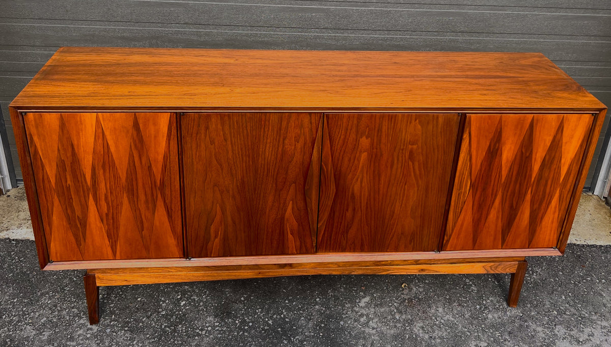 REFINISHED Mid Century Modern Walnut Sideboard Buffet, 72
