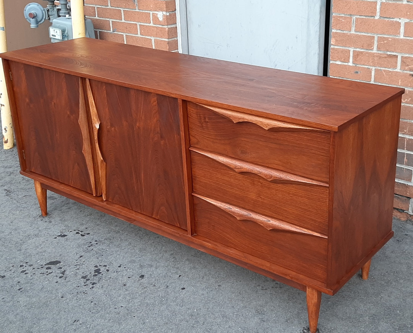 REFINISHED MCM Walnut Buffet Sideboard 66", Perfect