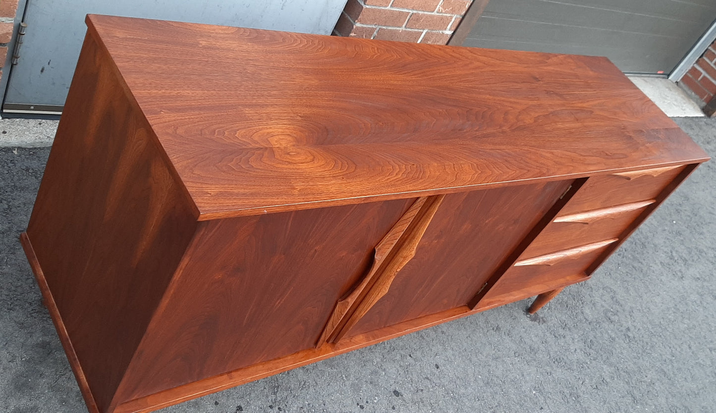 REFINISHED MCM Walnut Buffet Sideboard 66", Perfect