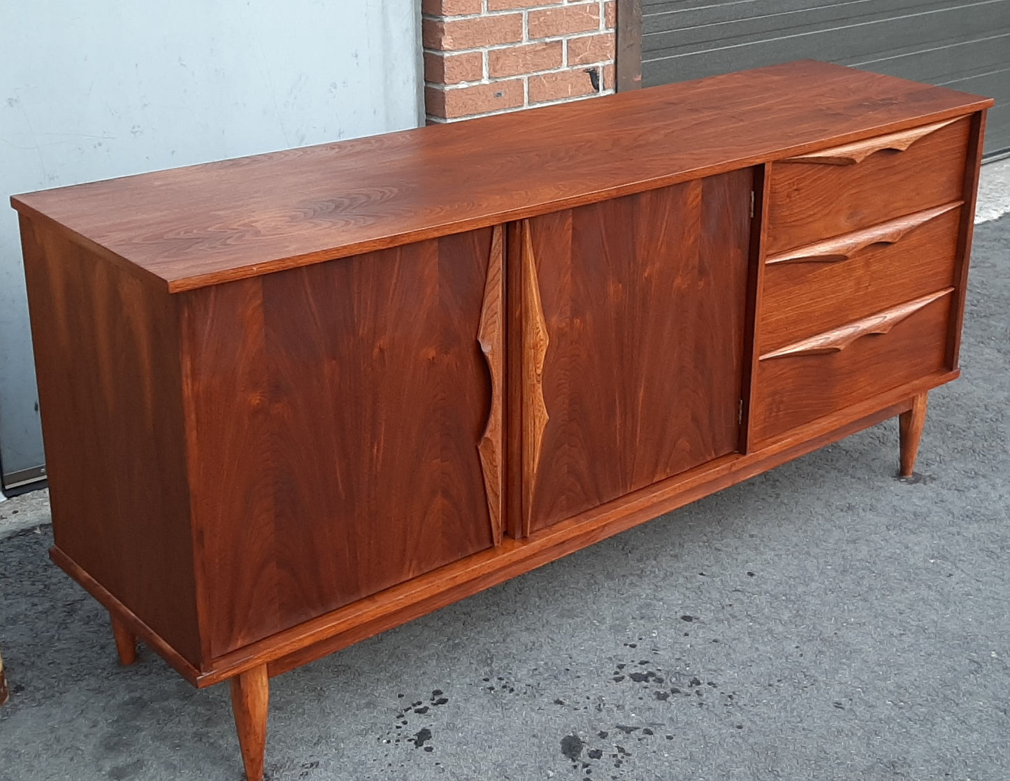 REFINISHED MCM Walnut Buffet Sideboard 66", Perfect