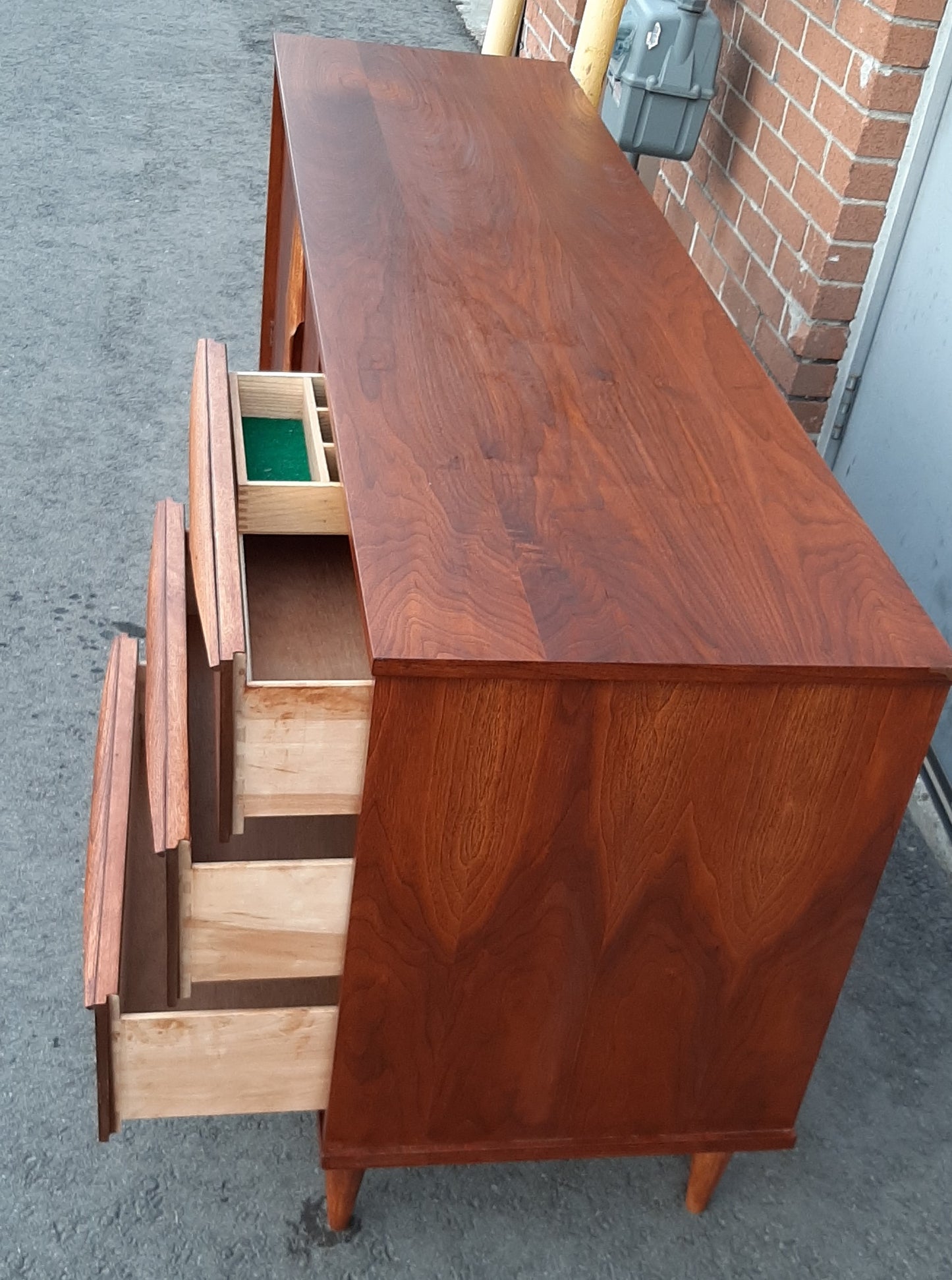 REFINISHED MCM Walnut Buffet Sideboard 66", Perfect