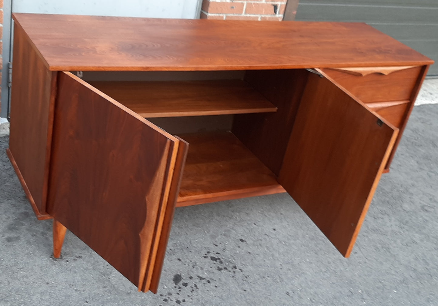 REFINISHED MCM Walnut Buffet Sideboard 66", Perfect