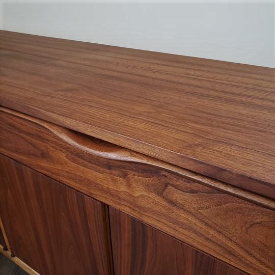 REFINISHED MCM Walnut Sideboard Credenza by Kaufman furniture, 66.5