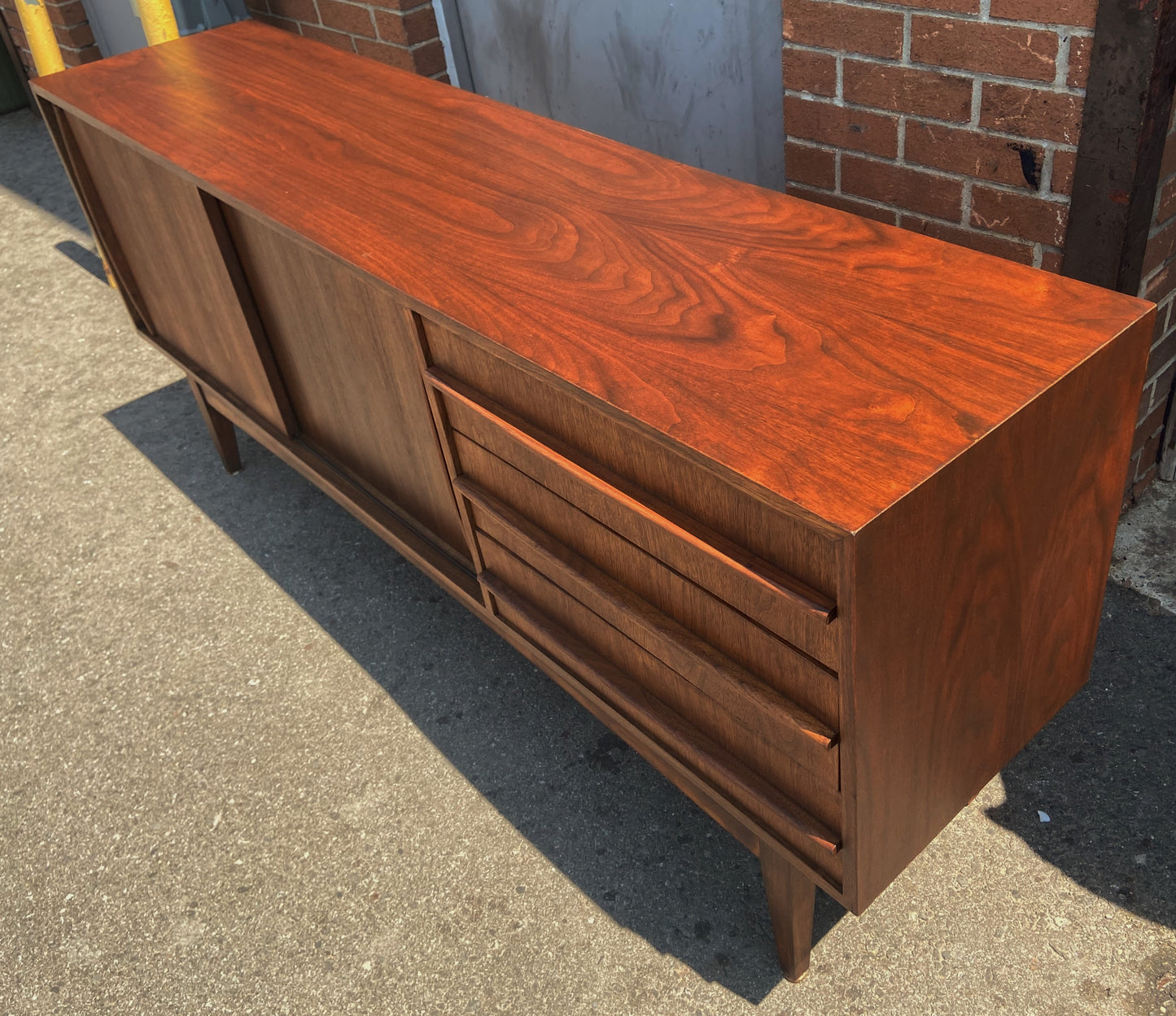 REFINISHED Mid Century Modern Walnut Sideboard  70"