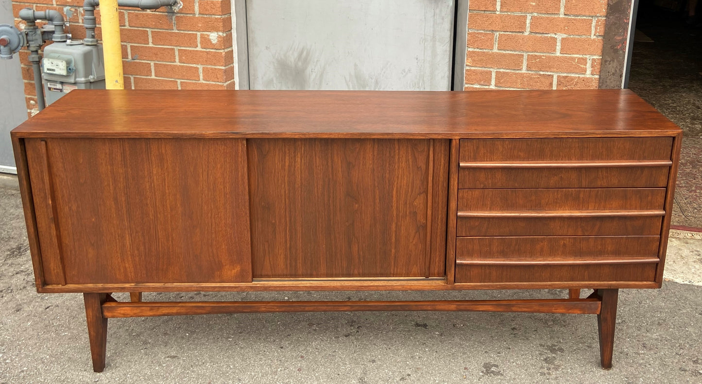 REFINISHED Mid Century Modern Walnut Sideboard  70"