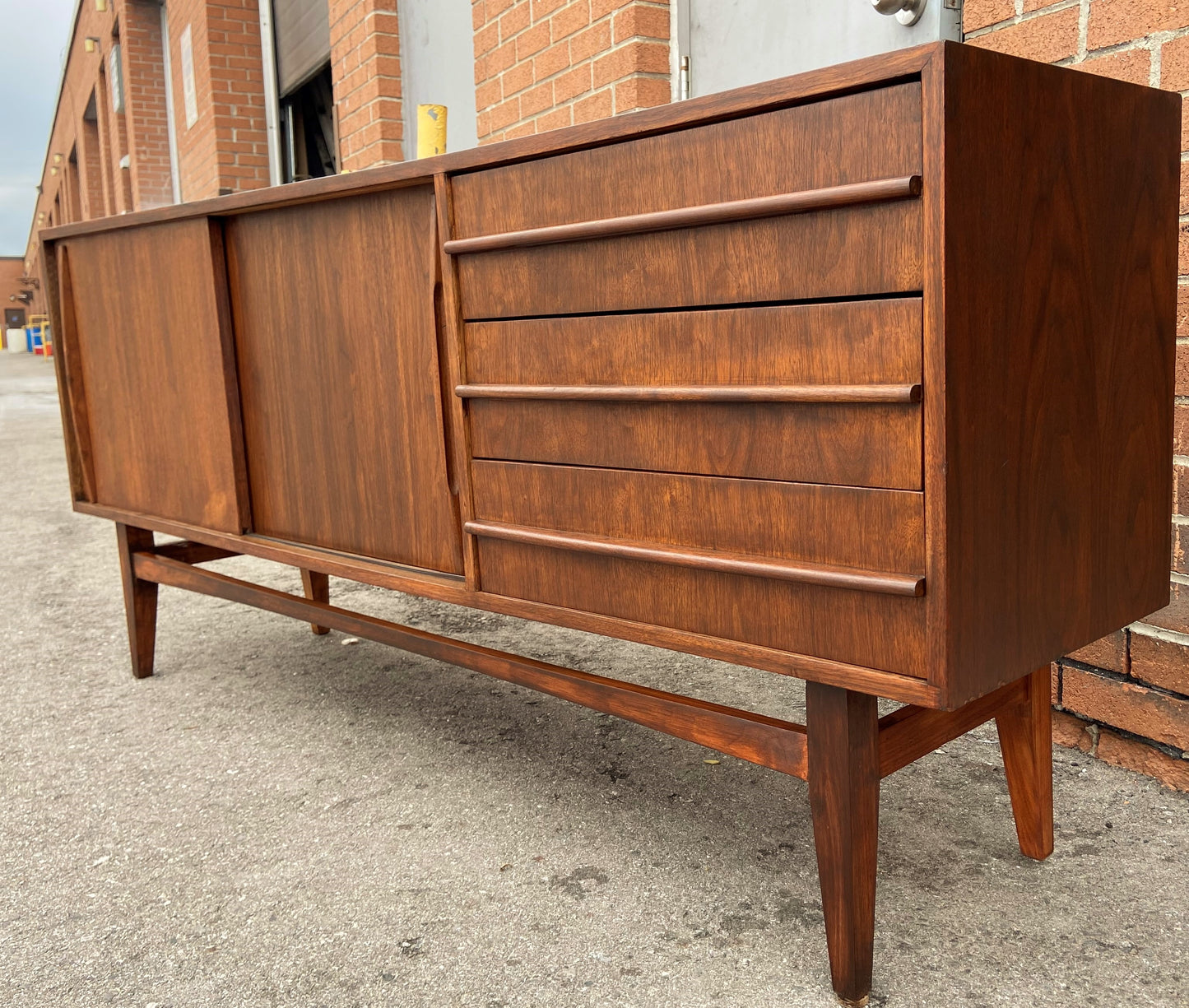 REFINISHED Mid Century Modern Walnut Sideboard  70"