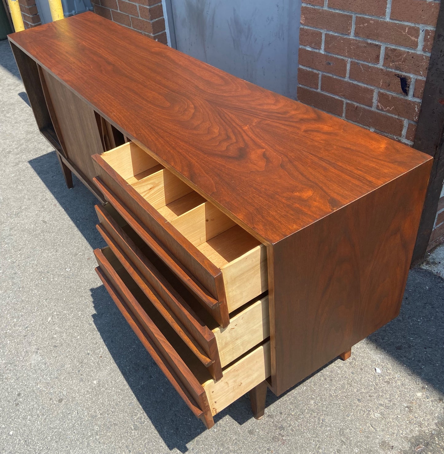 REFINISHED Mid Century Modern Walnut Sideboard  70"