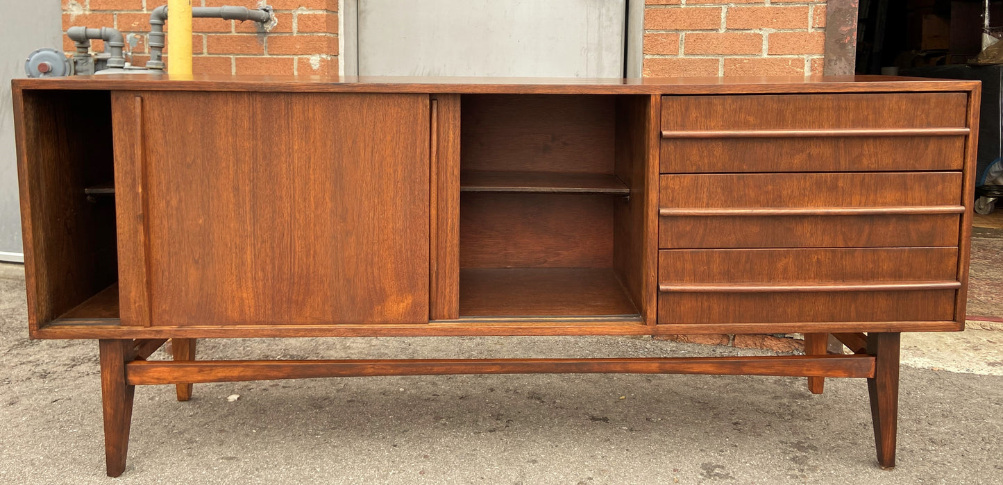 REFINISHED Mid Century Modern Walnut Sideboard  70"