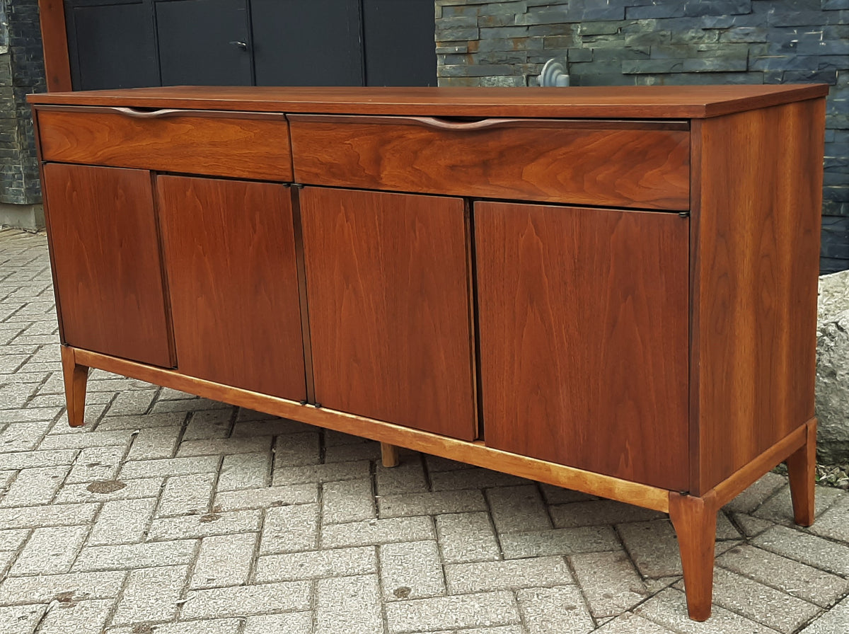 REFINISHED MCM Walnut Sideboard Credenza by Kaufman furniture, 66.5