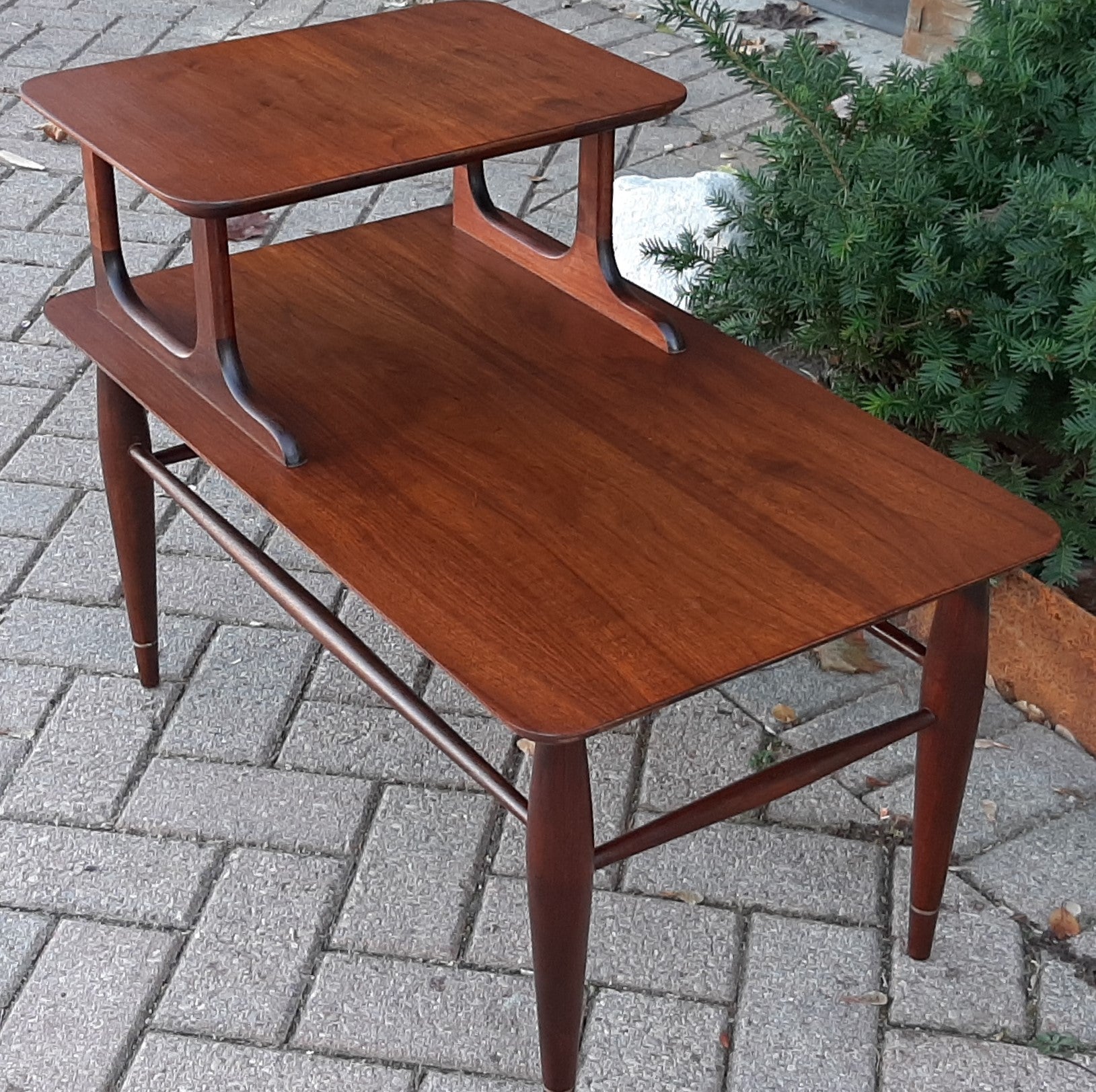 REFINISHED MCM Walnut Two Tier / Step End Table, PERFECT