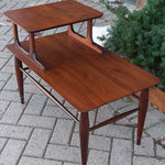 REFINISHED MCM Walnut Two Tier / Step End Table, PERFECT 1