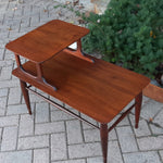 REFINISHED MCM Walnut Two Tier / Step End Table, PERFECT 4
