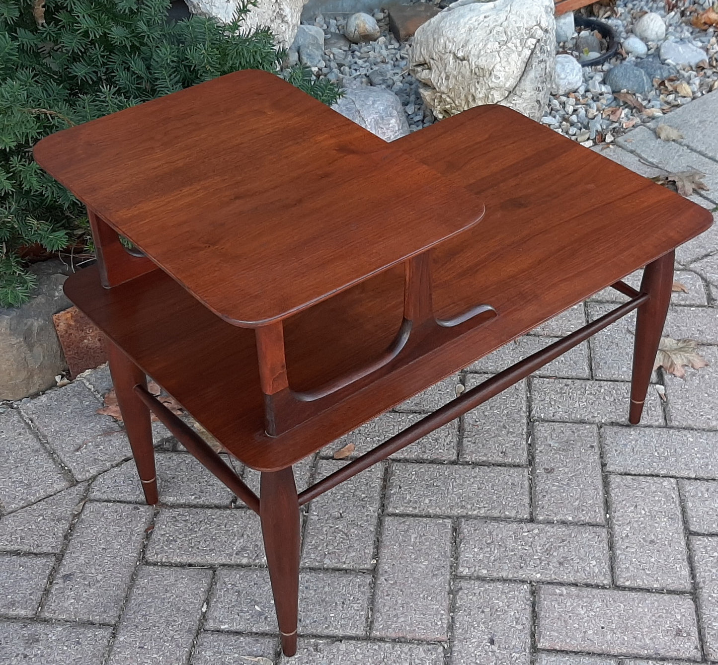 REFINISHED MCM Walnut Two Tier / Step End Table, PERFECT