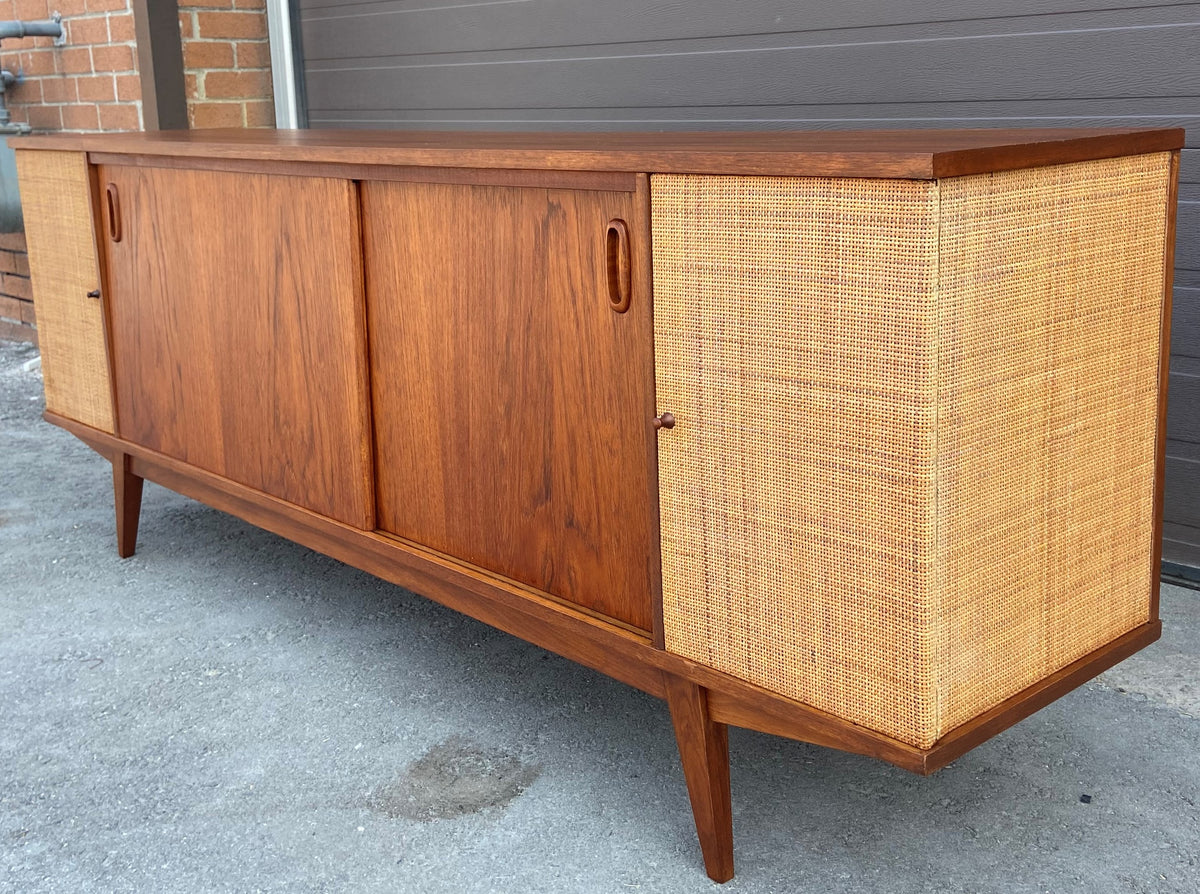 REFINISHED Mid Century Modern Walnut Media Console or Credenza