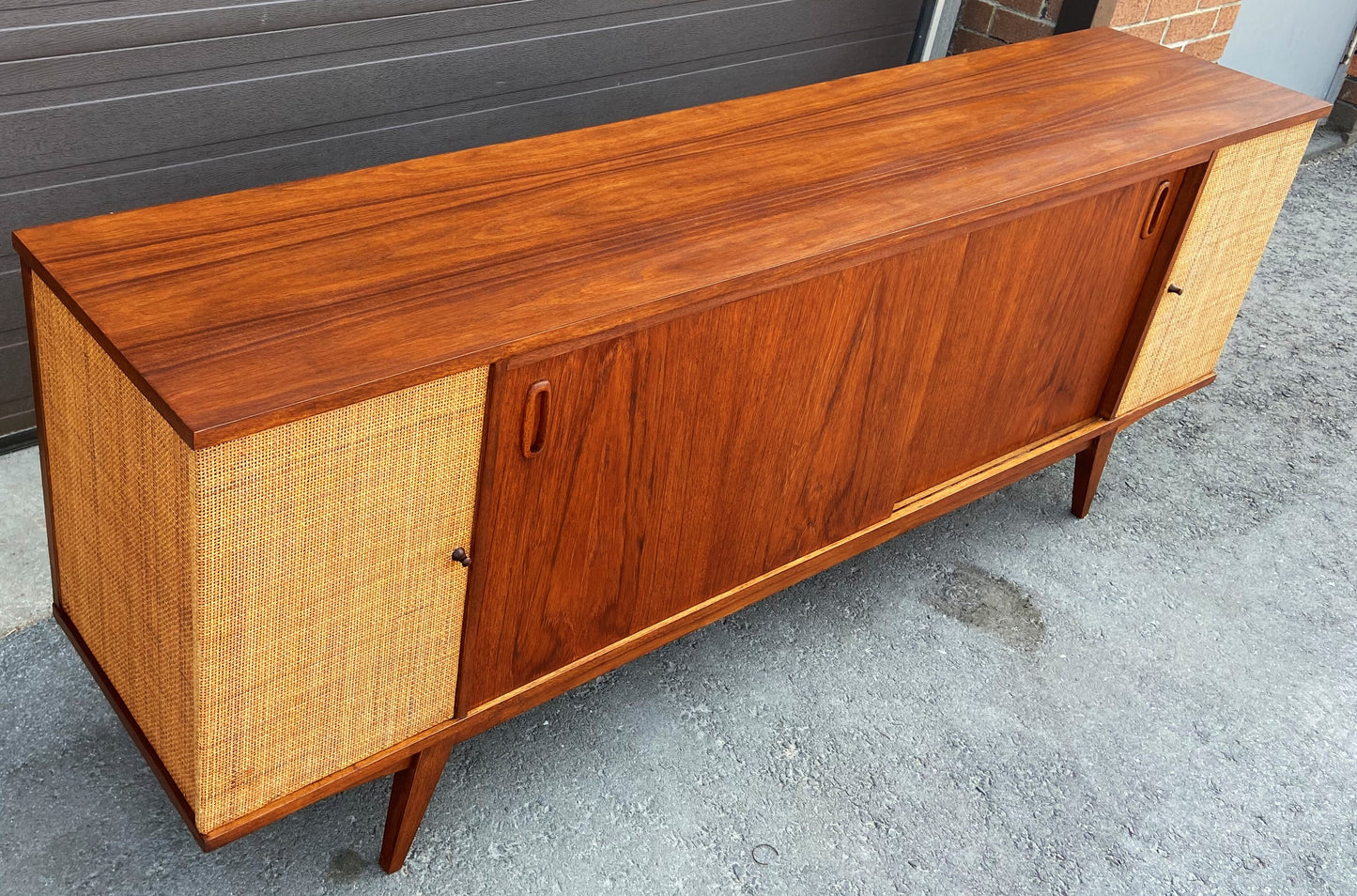 REFINISHED Mid Century Modern Walnut Media Console or Credenza