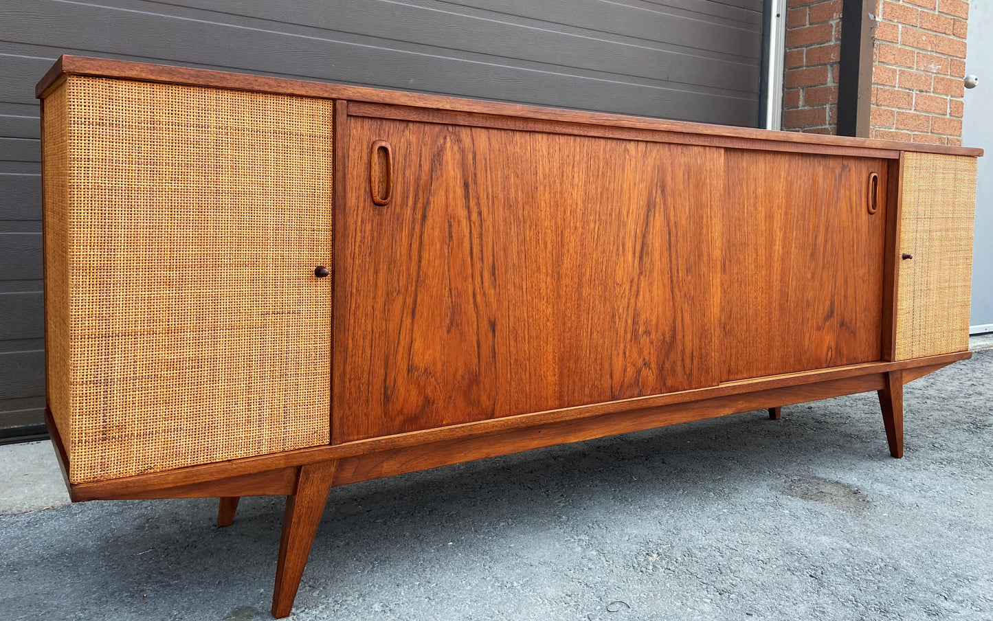 REFINISHED Mid Century Modern Walnut Media Console or Credenza