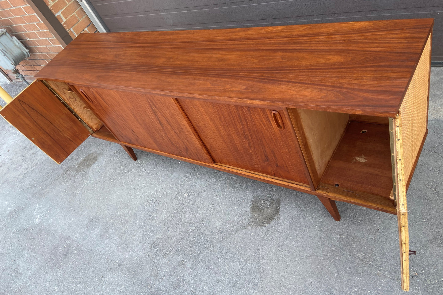 REFINISHED Mid Century Modern Walnut Media Console or Credenza